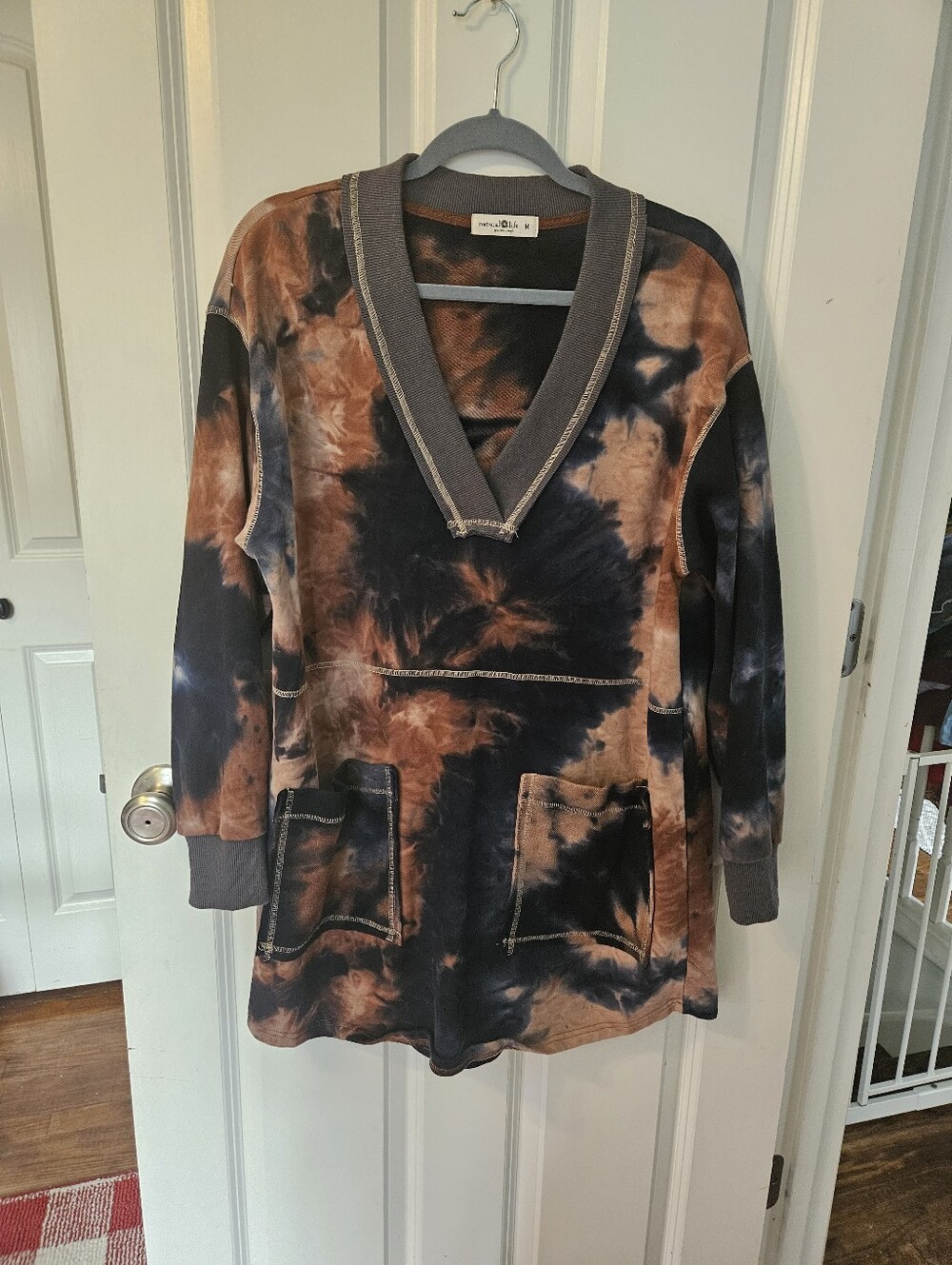 Natural Life Tie-Dye V-Neck Sweatshirt Dress